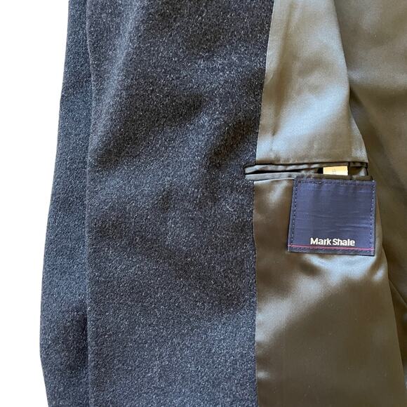 Mark Shale Cashmere Overcoat Charcoal Black Button Down Business Dress Coat 46R - Picture 9 of 16